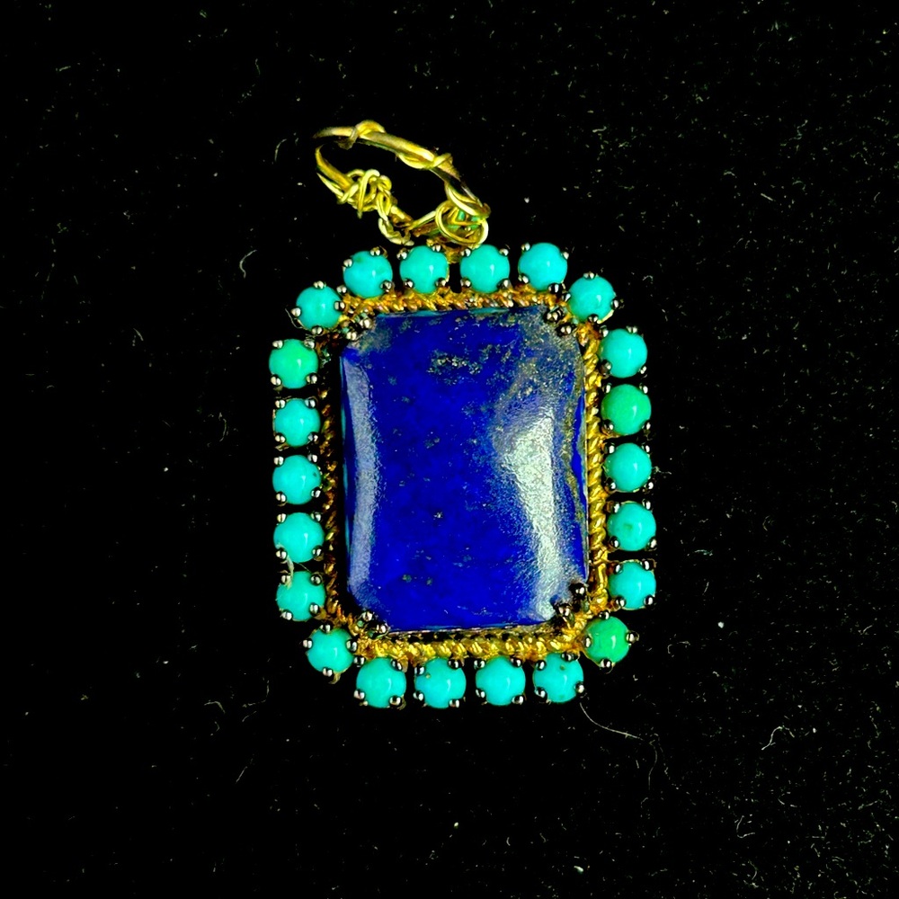 Vintage high quality lapis lazuli with round Kingsman turquoise